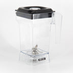 Empty clear VOID jar with handle, black lid and stainless steel blades